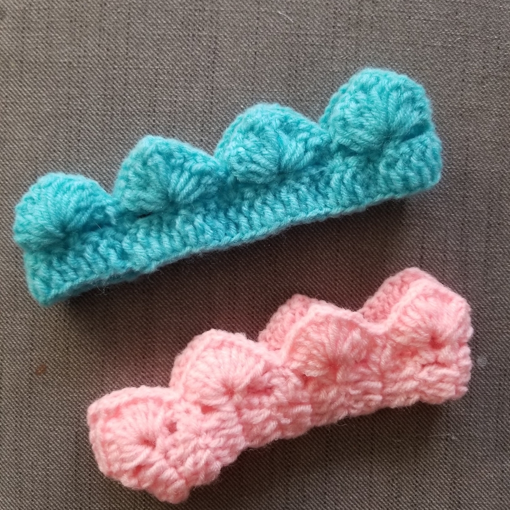 Crochet crown headbands baby toddler photoshoot pink blue